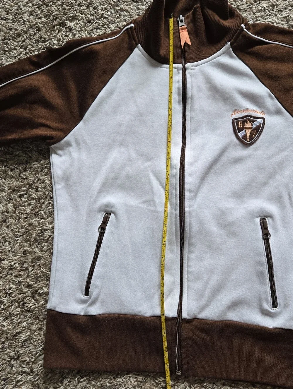 AEROPOSTLE | Y2K Two-Tone Brown and White Zip-Up Track Jacket